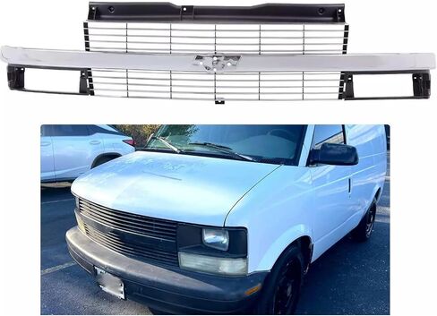 Front Grille Grill Painted Silver Insert w/Chrome Center Bar Fit for 1995-2005 Astro GM1200371 in Saudi Arabia