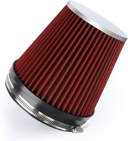 6" 152mm Cold Air Intake Filter Clamp-On Replacement High Flow Inlet Air Filter High Performance Washable Cone Filter 7" Tall Red in Kuwait