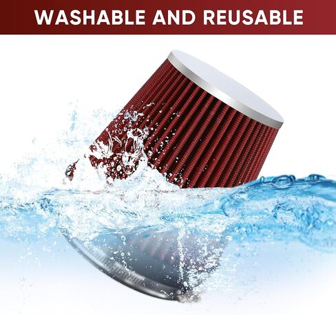 6" 152mm Cold Air Intake Filter Clamp-On Replacement High Flow Inlet Air Filter High Performance Washable Cone Filter 7" Tall Red in Kuwait