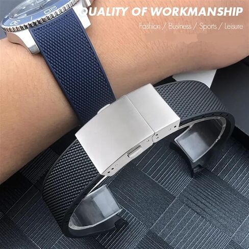 XMKT 21mm 20mm 19mm Rubber Silicone Watchband，For Longines Conquest HydroConquest L3 Folding Buckle Black Waterproof Watch Strap in Saudi Arabia