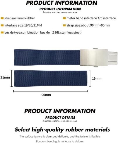 XMKT 21mm 20mm 19mm Rubber Silicone Watchband，For Longines Conquest HydroConquest L3 Folding Buckle Black Waterproof Watch Strap in Saudi Arabia
