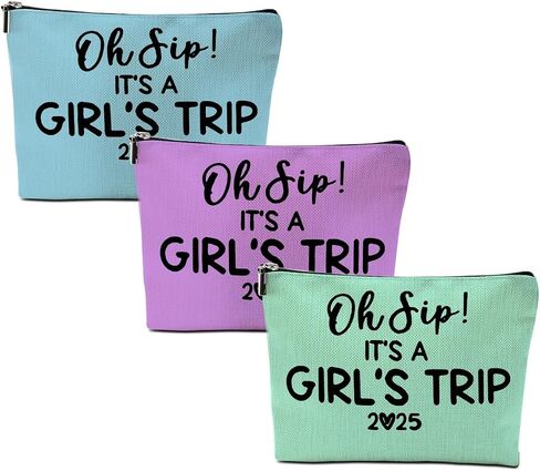 4 Pcs Girl Trip 2025 Makeup Bag Funny Girls Trip Gifts Favors Girls Weekend Gifts Weekender Bag Summer Vacation Birthday Christmas Cosmetic Bag Bachelorette Party Friendship Gifts for Women BFF Friend in Saudi Arabia