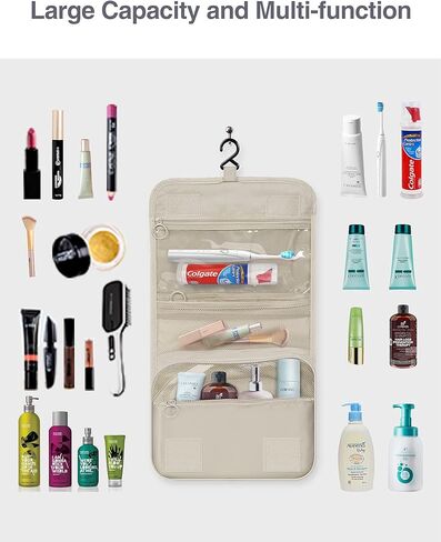 Luxtude Small Hanging Toiletry Bag for Women, Water-resistant Travel Toiletry Bag with Hanging Hook, Portable Toiletry Travel Organizer Bag for Toiletries, Shower, Bathroom, Cosmetics etc.(Blue) in Kuwait