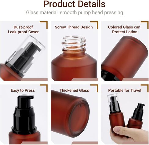 Segbeauty 1oz زجاجات سفر زجاجية مجمعة لأدوات النظافة باللون المختلط ، 3 حزمة سفر فارغ حاوية غسول زجاجة الزجاجة ، 30 مل حاويات مستحضرات مضخة مكياج صغيرة 30 مل قابلة لإعادة التعبئة in Kuwait