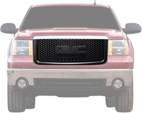 Armordillo Round Hole Mesh Mesh Grille | متوافق مع 2007-2013 GMC Sierra 1500 | 8720721 | Piano Black | Hood Hood Grille in Saudi Arabia