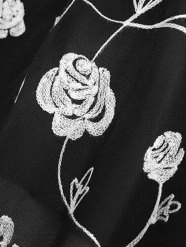 Rosegal Plus Size Womens Embroidery Flowers Flowers Chiffon لوحة تويست 2 في 1 بلوزة قصيرة الأكمام in Saudi Arabia