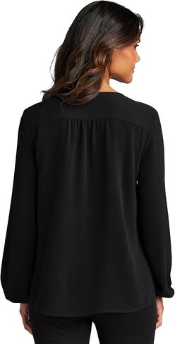Port Authority Women's Textured Crepe Long Sleeve V-Neck Blouse in Saudi Arabia