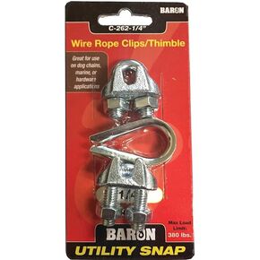 1/4IN Wire Rope 2CLIPS/1THIMBL C-263-1/4