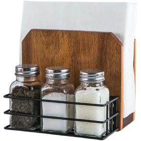 Napkin Holder for Table, Acacia Wooden Napkin Holders for Kitchen, Rustic Farmhouse paper Napkins holder for Kitchen Dining Room Counter tops Decor, Brown 6"x5.5
