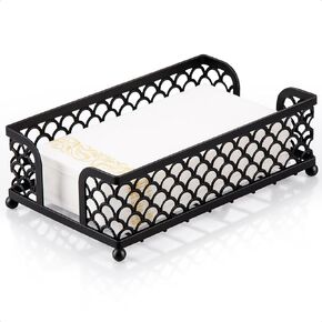 Guest Towel Napkin Holder for Bathroom, Disposable Paper Hand Towel Holder Tray Metal Black Dinner Napkin Holder for Kitchen Table Party Modern Decorative