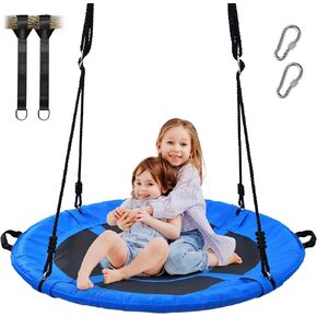 Trekassy 700lb 40 "أرجوحة شجرة الصحن للأطفال البالغين Textilene مع 2 قطعة شجرة معلقة الأشرطة-الأزرق