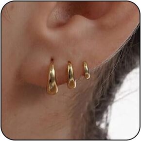CAROVO 3/4/5/6 Pairs Earrings Set for Women Girls, Dainty 14K Gold/Silver Plated CZ Cartilage Earring Hoop Earring Set Multiple Piercing Small Hoop Earrings Jewelry Gifts for Her
