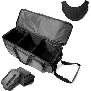 Triple Ball Roller Bowling Bag - Holds Three Balls, Portable Black‬ ‭ Tote with Large Side Pocket and Removable Shoes Case and Accessories‬ ‭ Holder - Complete with Ball Polisher‬ ‭