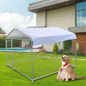 Dog Pet Enclosures for Backyard, Heavy Duty Dog Cage, Super Large Metal Dog Kennel Outdoor 2m*2m*1.5m with UV-Resistant & Waterproof Cover, Heavy Duty Dog Cage for Backyard in Saudi Arabia
