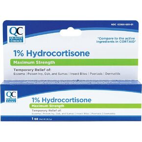 Quality Choice 1% Hydrocortisone Cream Maximum Strength 1 Oz (Compare to CORTAID Max Strength) (Pack of 6)