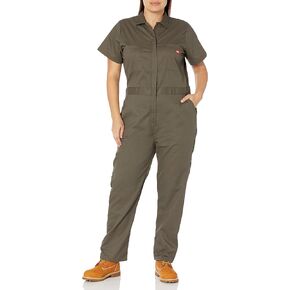 معطف Dickies نسائي بمقاس كبير وأكمام قصيرة، أخضر طحلبي، 3PS