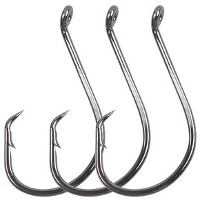 Circle Hooks 2X Strong Fishing Hooks Saltwater Surf Fishing Catfish Fishing Hooks Black Nickel High Carbon Steel Octopus Offset Fishing Hooks