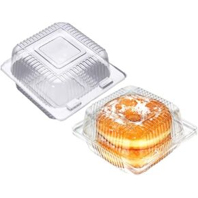 50 Pack 4 x 4 Inch Clamshell Takeout Tray,Clear Hinged Plastic Containers,Clamshell Food Containers, Burgers,Sandwich, Cookies Take-Out Container