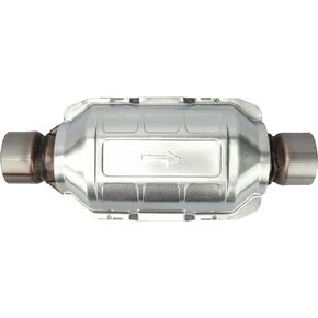 MAYASAF 2.5" Inlet/Outlet Universal Catalytic Converter, 15" Overall Length, w/o O2 Port (EPA Compliant)