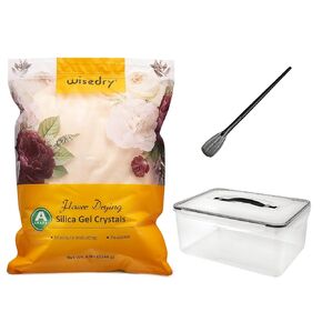 wisedry 5 LBS Silica Gel Flower Drying Crystals with Sealed Container & Brush, Color Indicating, Reusable
