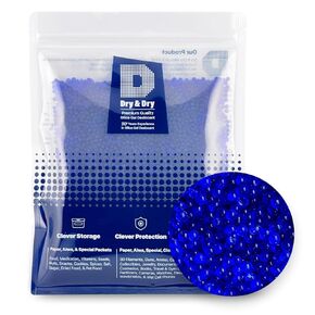 Dry & Dry 1 Quart Premium Blue Indicating Silica Gel Beads in Round Bottle with Air Tight Cap(Industry Standard) - Reusable