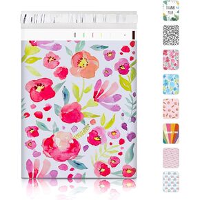 SHIPKEY 100 Pcs Poly Mailers, 10x13 Inches Shipping Bags with Self Sealing Strips, Ink Flower Mailing Bags for Boutique, Cosmetics, and Clothing