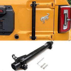 Flag Mount Flagpole Holder for 2021 2022 2023 2024 New Ford Bronco 2/4 Door Exterior Accessories Tailgate Hinge Aluminum Single Flag Pole Mount with CB Antenna Bracket Base