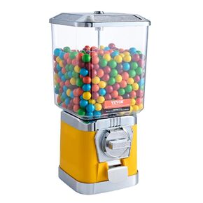 VEVOR Gumball Machine for Kids, 17"H Home Candy Vending Machine, PC Gumball Dispenser, Bubble Gum Machine for Game Stores, Coin Operated Gumball Bank for Toy Capsules Bouncy Balls Candy, Red