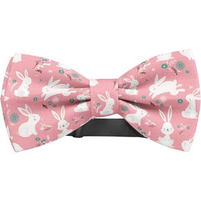 Adjustable Pre-tied bow tie for toddler Boys (Easter Design Bunnies Pattern) Elegant Cute Bowties for Dogs Cats Pets