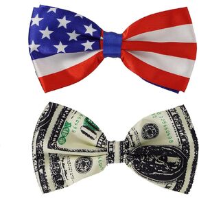 Pingyongchang 2PCS Men's American Flag Bow Tie Pre Tied USA Patriotic BOWTIE，Independence Day Decorations men and boys