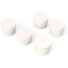 Solid Rubber Stoppers, 5 Pack 11# - 2.20in x 1.81in Diameter - 1.38in Length - White Tapered Lab Seal Rubber Stopper