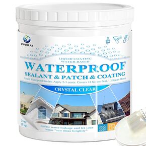 Liquid Waterproof Sealant Crystal Clear 35oz, XUDOAI Indoor Outdoor Water-Based Transparent Waterproof Coating Roof Bathroom Walls Leakage Sealing