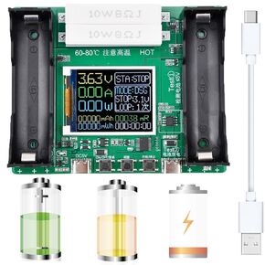 جهاز اختبار سعة البطارية 18650، شاشة LCD، جهاز اختبار الشحن والتفريغ التلقائي الرقمي، جهاز اختبار المقاومة الداخلية MAh MWh، بطارية ليثيوم من النوع C، جهاز اختبار منفذ من النوع C إلى كابل USB