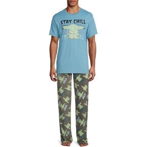 Star Wars The Mandalorian Men's Baby Yoda The Child Grogu Stay Chill 2 PC Pajama Set