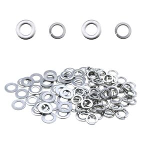 100PCS Assortment Set of M5 Flat Washer and Split Spring Lock Washer in 304 Stainless Steel Suitable for Electrical Appliance and Electrical Connection in Car and Boat
