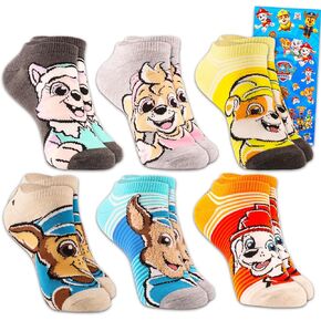 Paw Patrol Socks for Kids - Bundle with 6 Pairs of Paw Patrol Socks Size 3-10 Plus Stickers for Boys, Girls Ages 8-12 | Paw Patrol Gift Set