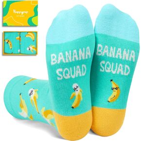 HAPPYPOP Funny Banana Gifts For Banana Lovers, Banana Socks Fruit Socks for Kids Boy Teen Girls 7-10 Years