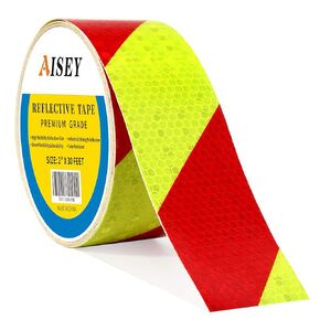 Reflective Tape Conspicuity Waterproof Yellow/Red Safety Caution Strips Tape Outdoor, Reflector Hazard Tape Stickers, Trailer Reflectors 2" X 30ft