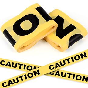 TaoBary 100 ft Crime Scene Tape Caution Barricade Tape Halloween 2 Rolls Tearable Warning Tape Safety Tape Bright Yellow for Christmas Wedding Party Indoor Decor Crime Scene Prop(Crime Scene)