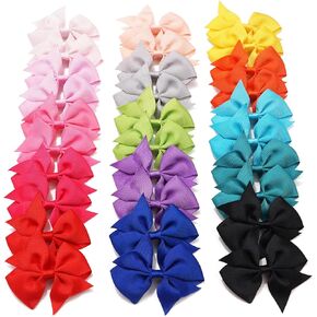 30Pieces Boutique Grosgrain Ribbon Hair Clips Dovetail 3.5" Hair Bows Alligator Clips Hair Accessories For Babies Toddlers Teens Gifts 15 Colors In Pairs