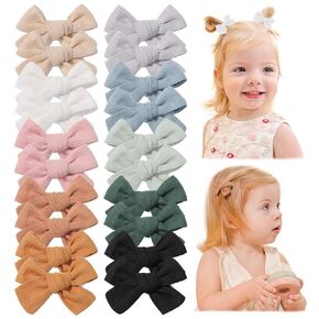 jollybows 20pcs Mini Fully Lined Hair Clips and Bows for Girls, Infants, Toddlers, Kids, and Teens - 2" Tiny Barrettes for Fine Hair
