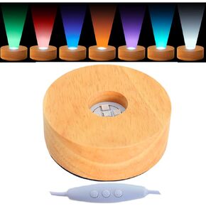 LED Light Base Wood Display Stand in A Variety of Colors,Suitable for Glass Crystal Spherical Artwork,Holiday Party Decoration.10 Modes, Adjustable Light Brightness.