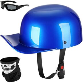 Baseball Motorcycle Helmet Half Cap for Bike Cruiser Chopper Moped Scooter- Dot Approved