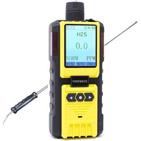 Hydrogen Sulfide Analyzer by Forensics | USA NIST Traceable Calibration | H2S Monitor | Computer Data Logging | Built-in Pump & 4ft Probe | 0.1ppm Resolution |