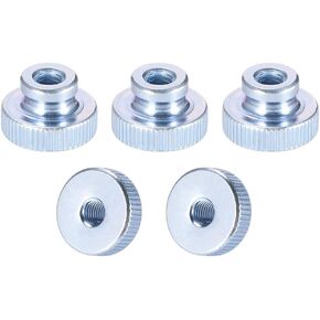 uxcell Knurled Thumb Nuts, 5Pcs M10x1.5mm Iron Round Knobs Fasteners for 3D Printer Parts, Silver Tone
