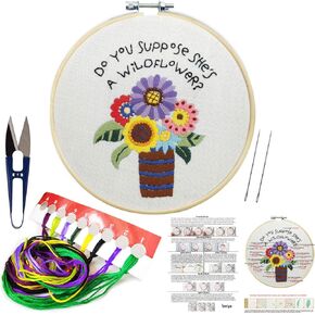 Embroidery Kit Including Embroidery Hoop,Color Threads and Embroidery Scissors for Beginners-Handmade Needlepoint Kits for Adults Kids