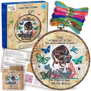 I Am The Storm Hand Embroidery kit for Beginners .Beginner Embroidery kit for Adults with Stamped Embroidery Patterns.Embroidery Kits for Adults. Starter Kit. Needle Point Cross Stitch Kit
