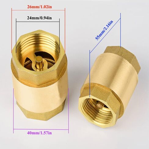 3/4 "NPT صمام فحص رأسي من النحاس في الخط، صمام فحص مانع التدفق الخلفي للإناث في اتجاه واحد، صمام فحص 3/4"، 200WOG in Saudi Arabia