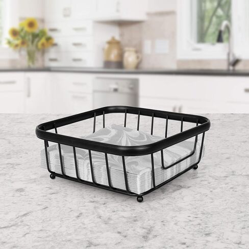 حامل مناديل أفقي من Spectrum Diversified Ashley Flat، ديكور حديث لتناول الطعام لطاولات المطبخ وأسطح العمل، أسود in Kuwait