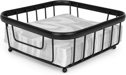 حامل مناديل أفقي من Spectrum Diversified Ashley Flat، ديكور حديث لتناول الطعام لطاولات المطبخ وأسطح العمل، أسود in Kuwait